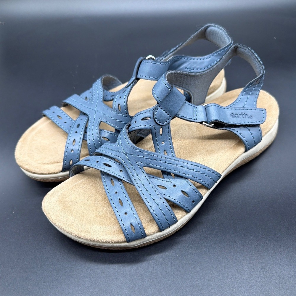 Earth Origins Starri Blue Strappy Comfort Sandals Womens 6.5 M ETSTARRI3-R